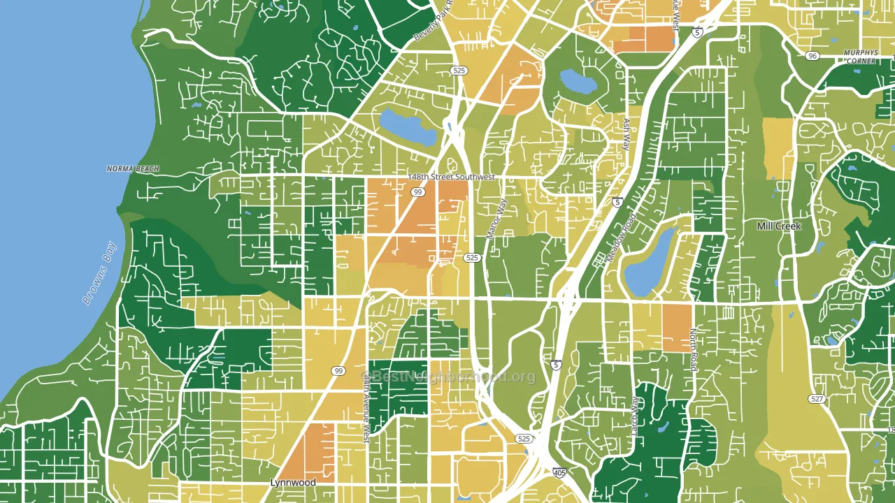 North Lynnwood, WA block-group voter-turnout map
