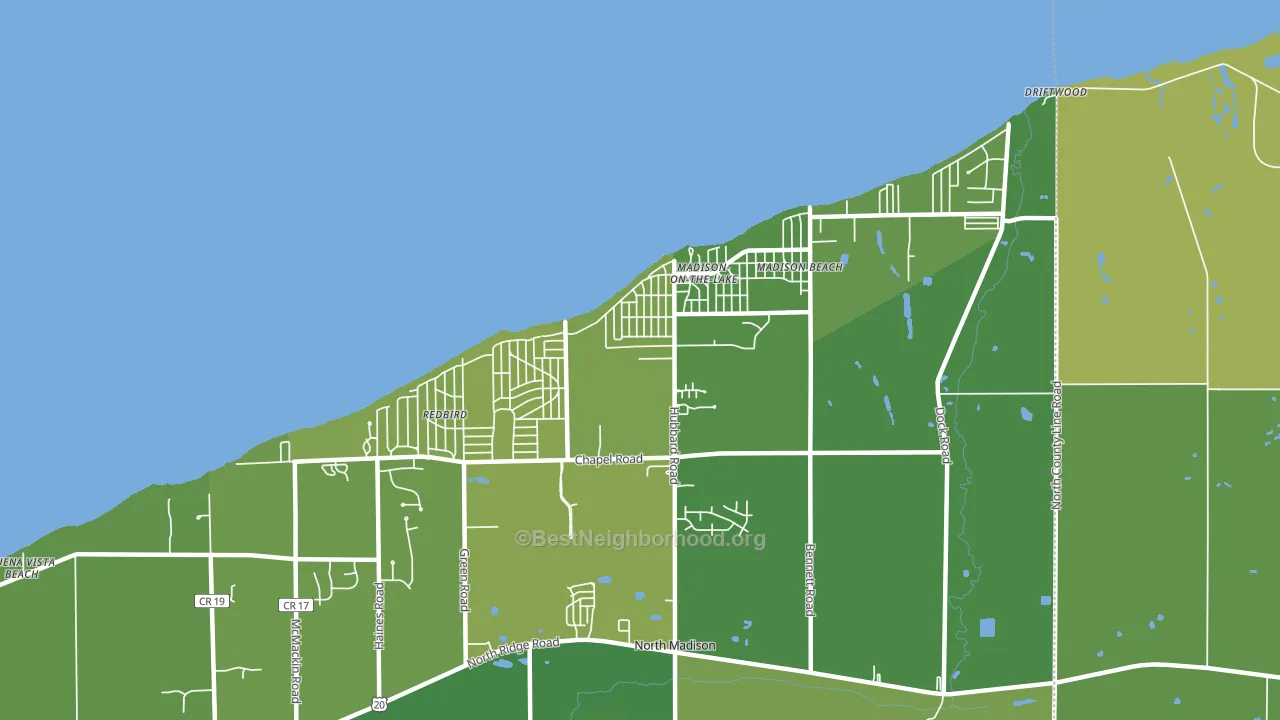 North Madison, OH block-group voter-turnout map