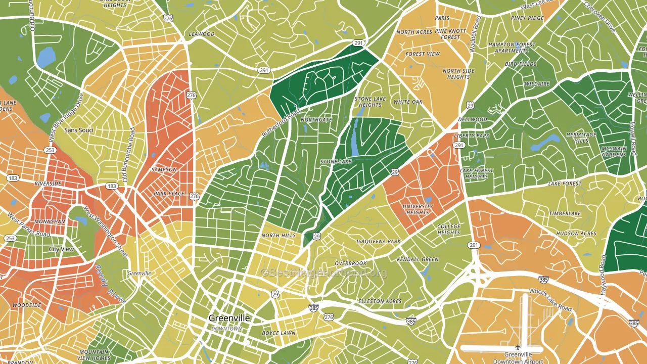 North Main, Greenville, SC block-group voter-turnout map