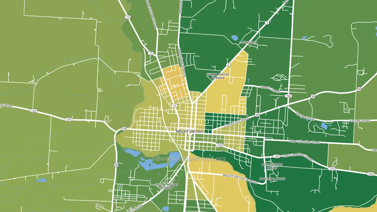 North Main Historic District, Mount Vernon, OH block-group voter-turnout map