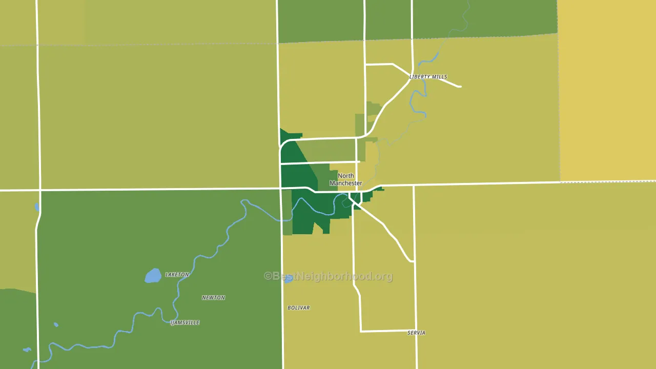 North Manchester, IN block-group voter-turnout map