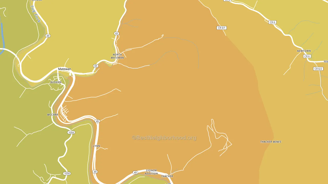 North Matewan, WV block-group voter-turnout map