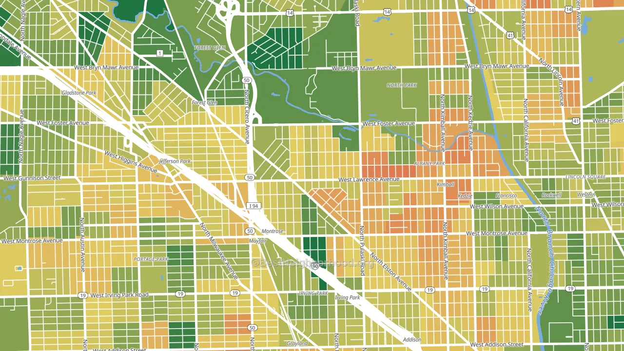North Mayfair, Chicago, IL block-group voter-turnout map
