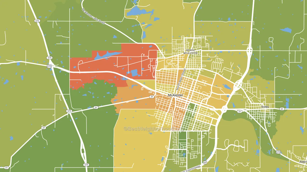 North McAlester, OK block-group voter-turnout map