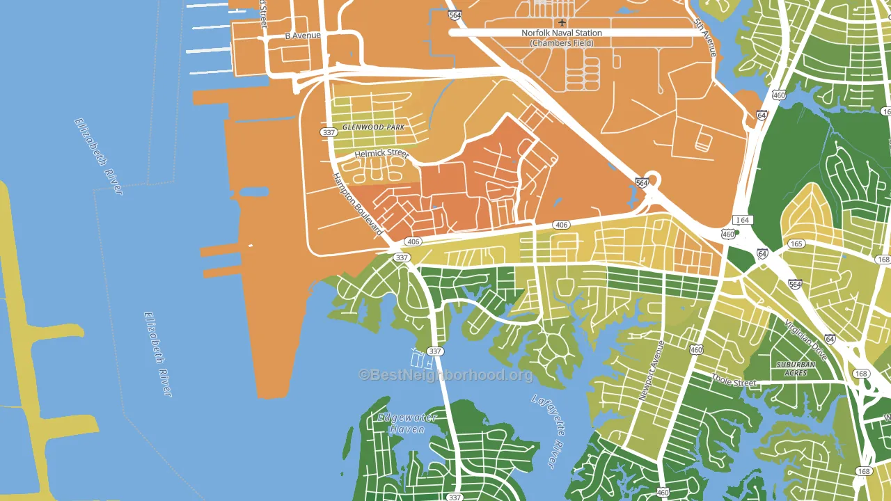 North Meadow Brook, Norfolk, VA block-group voter-turnout map