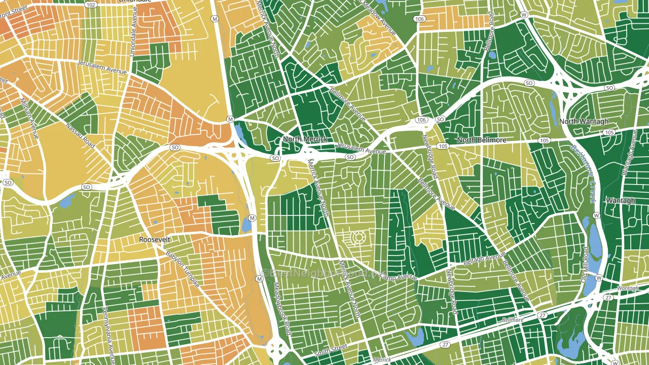 North Merrick, NY block-group voter-turnout map