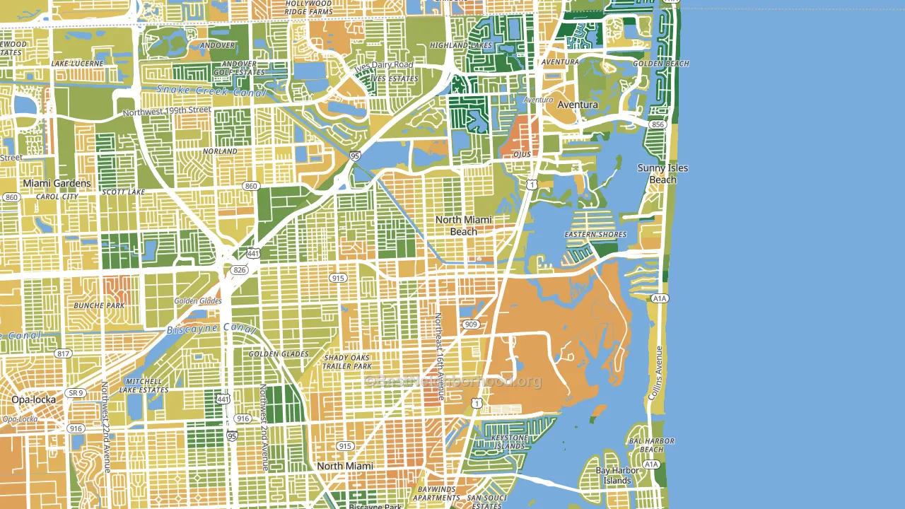 North Miami Beach, FL block-group voter-turnout map