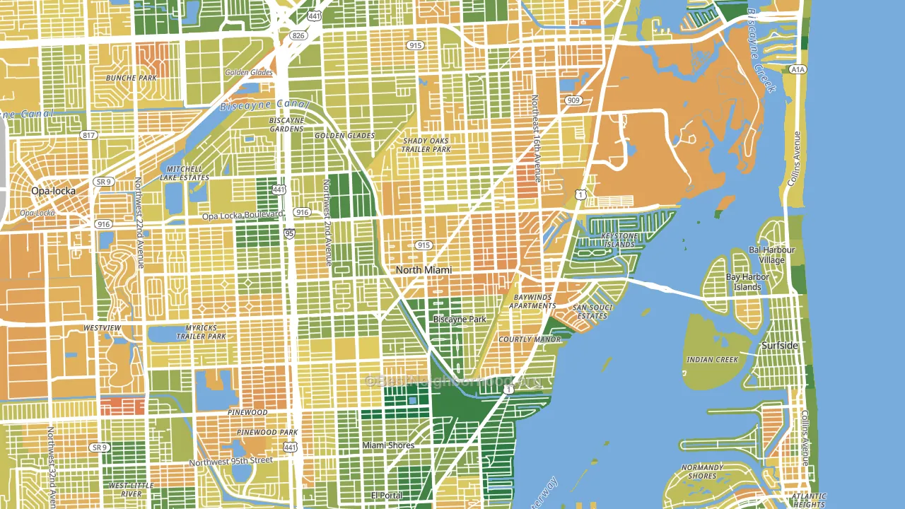 North Miami, FL block-group voter-turnout map