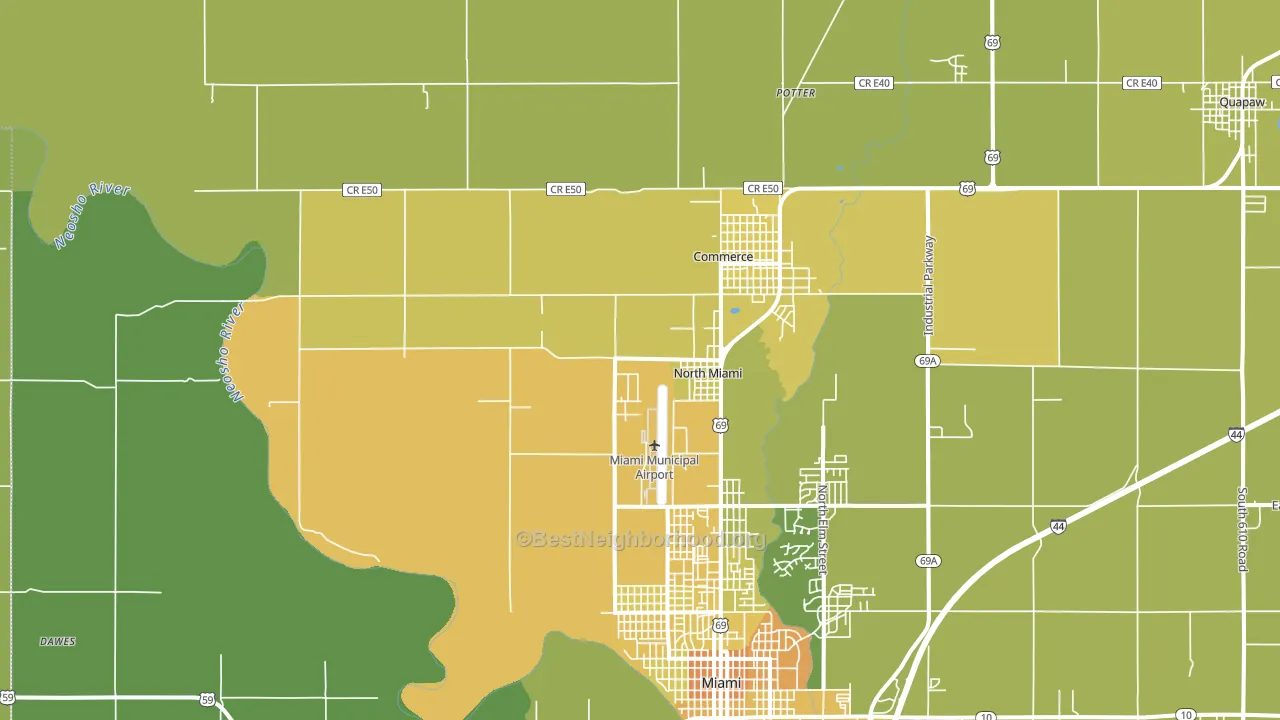 North Miami, OK block-group voter-turnout map