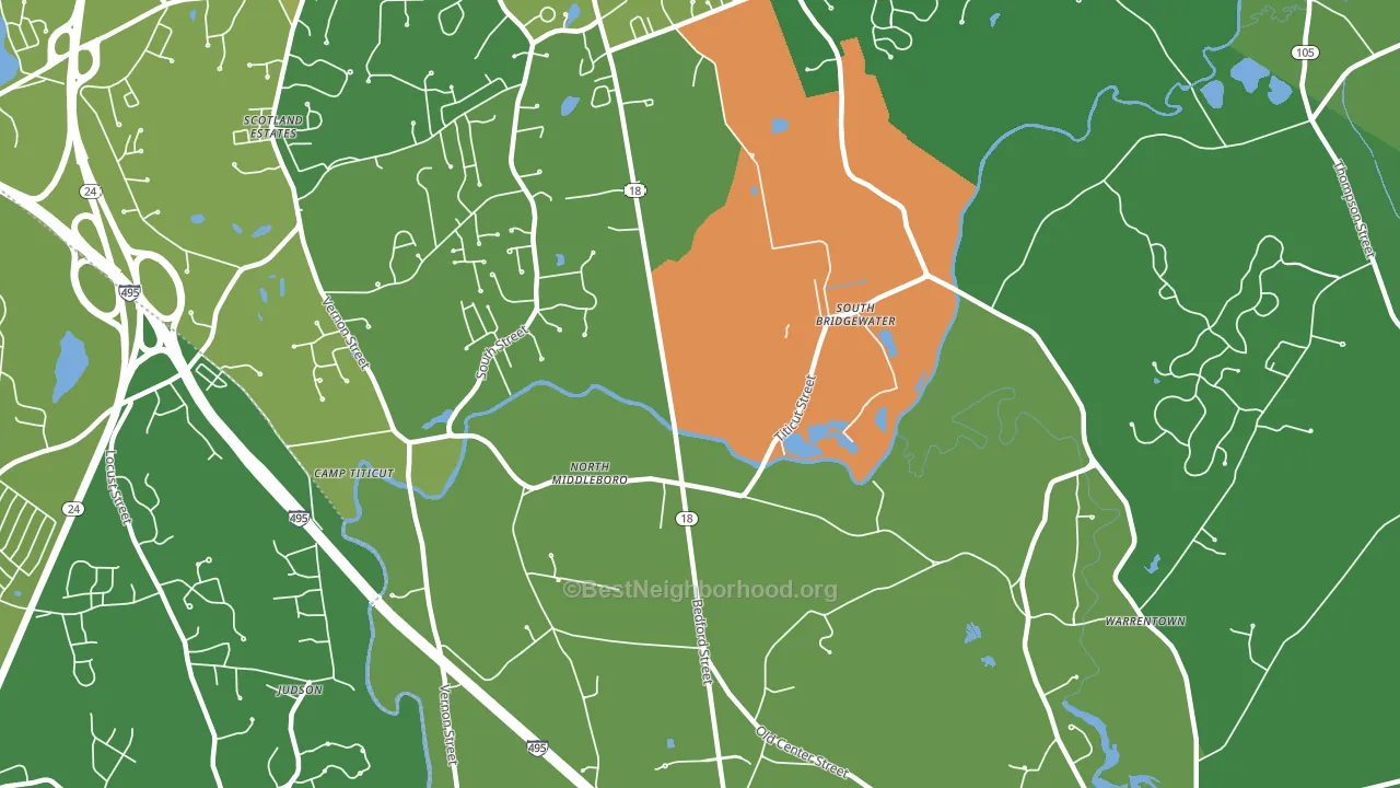North Middleboro, MA block-group voter-turnout map
