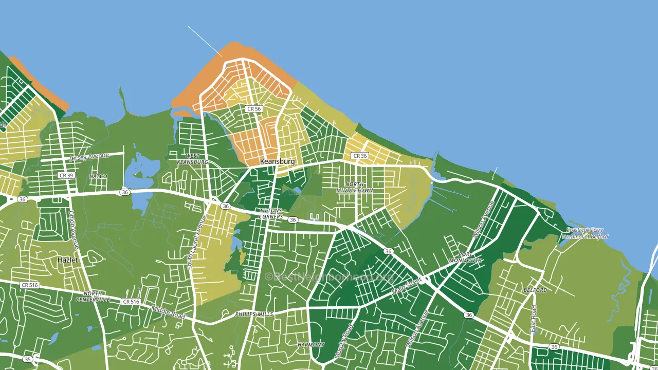 North Middletown, Middletown, NJ block-group voter-turnout map