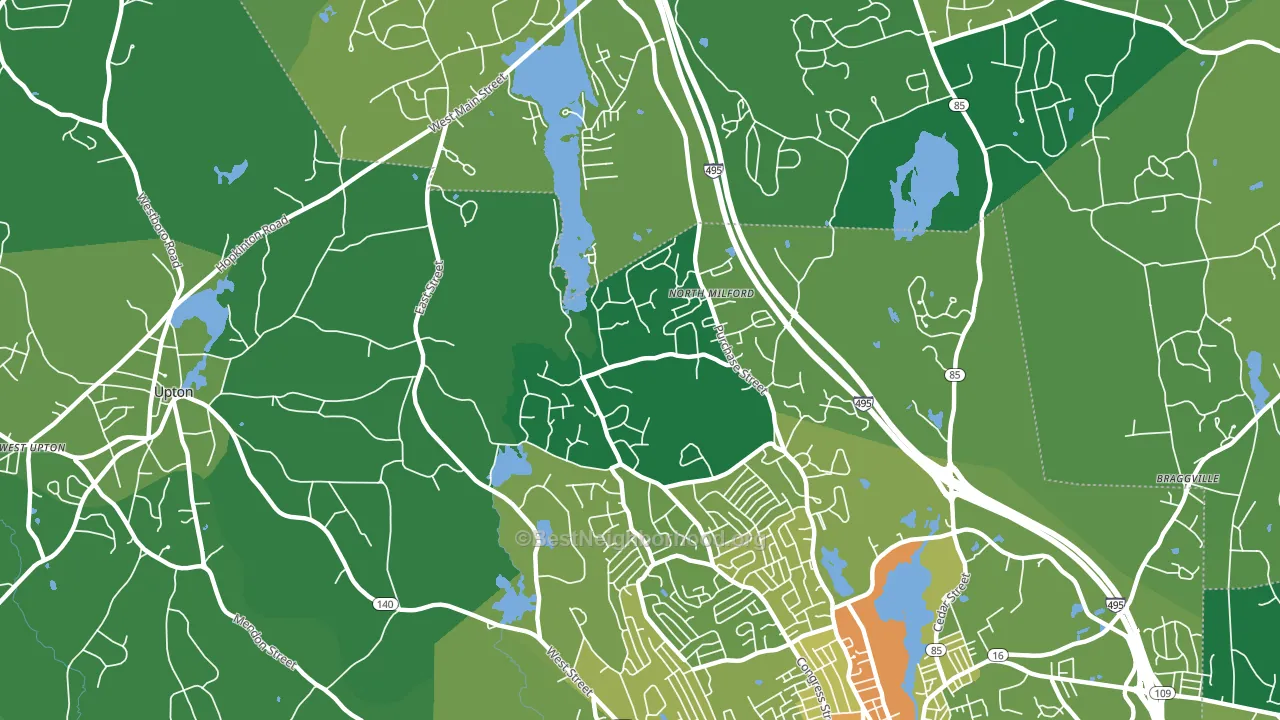 North Milford, MA block-group voter-turnout map