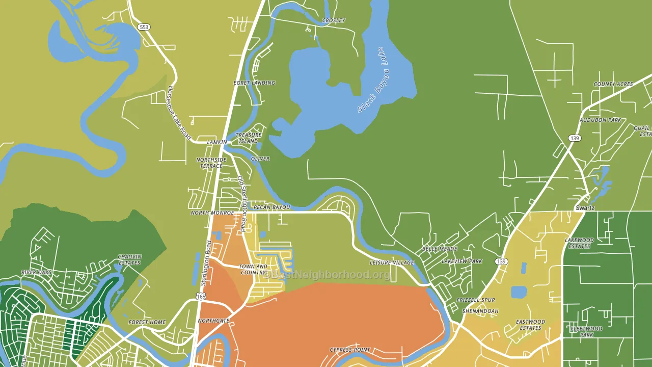 North Monroe, LA block-group voter-turnout map