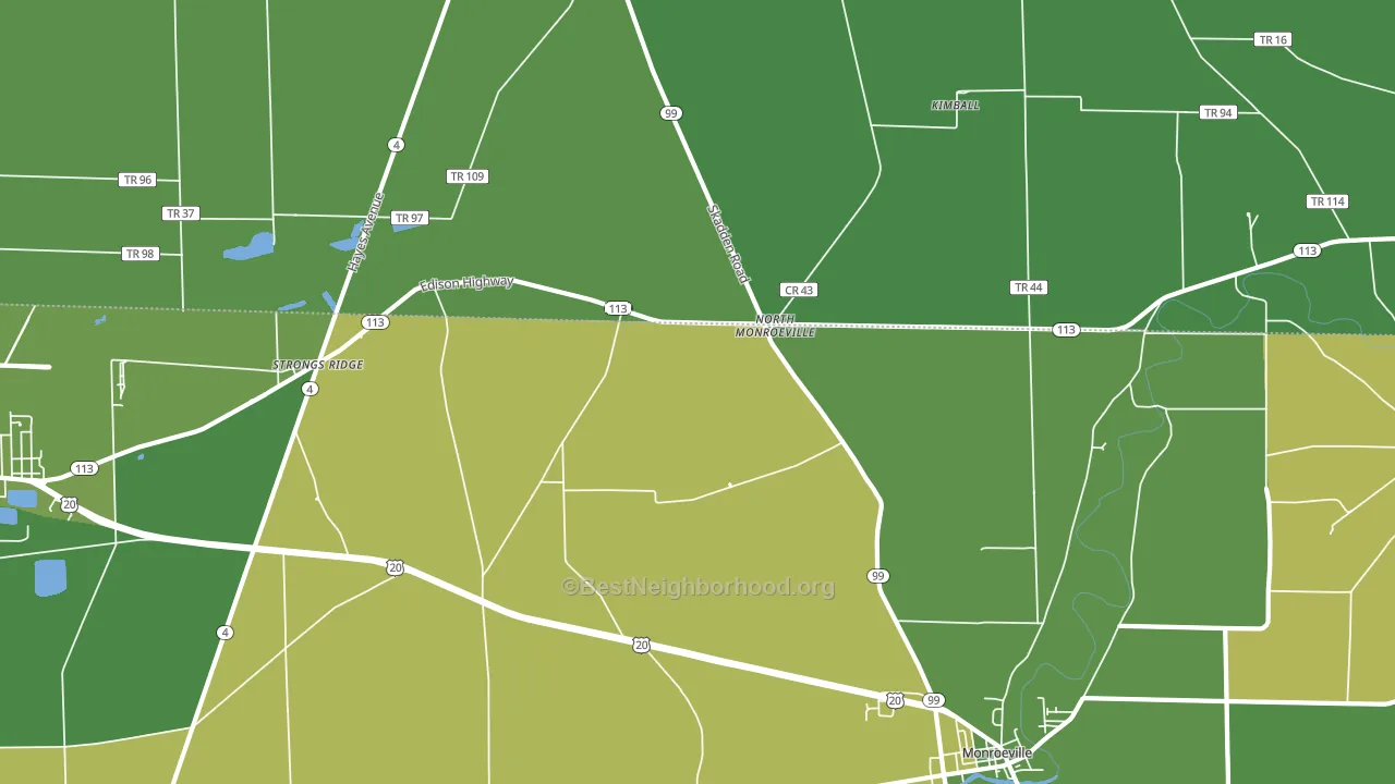 North Monroeville, OH block-group voter-turnout map