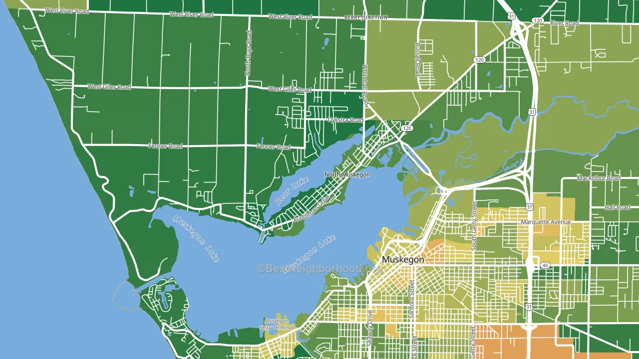 North Muskegon, MI block-group voter-turnout map
