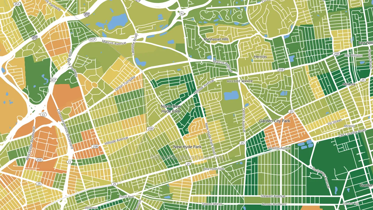 North New Hyde Park, NY block-group voter-turnout map