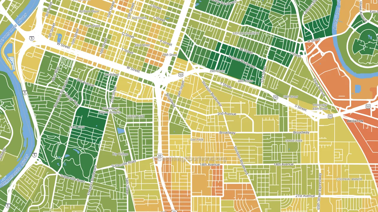 North Oak Park, Sacramento, CA block-group voter-turnout map