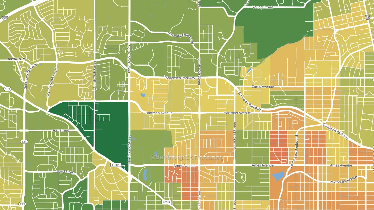 North Omaha, Omaha, NE block-group voter-turnout map