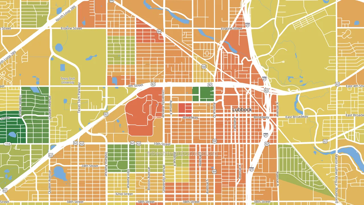 North Overton, Lubbock, TX block-group voter-turnout map