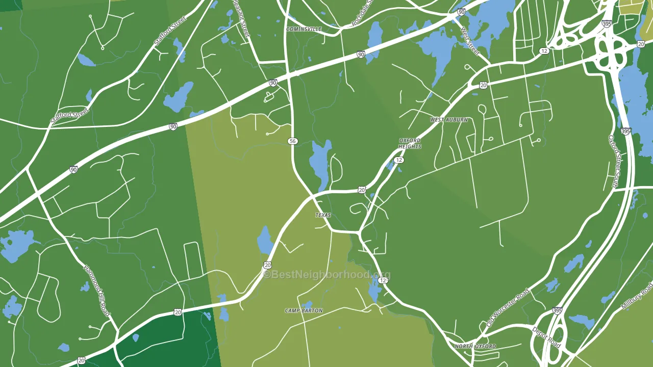 North Oxford, MA block-group voter-turnout map