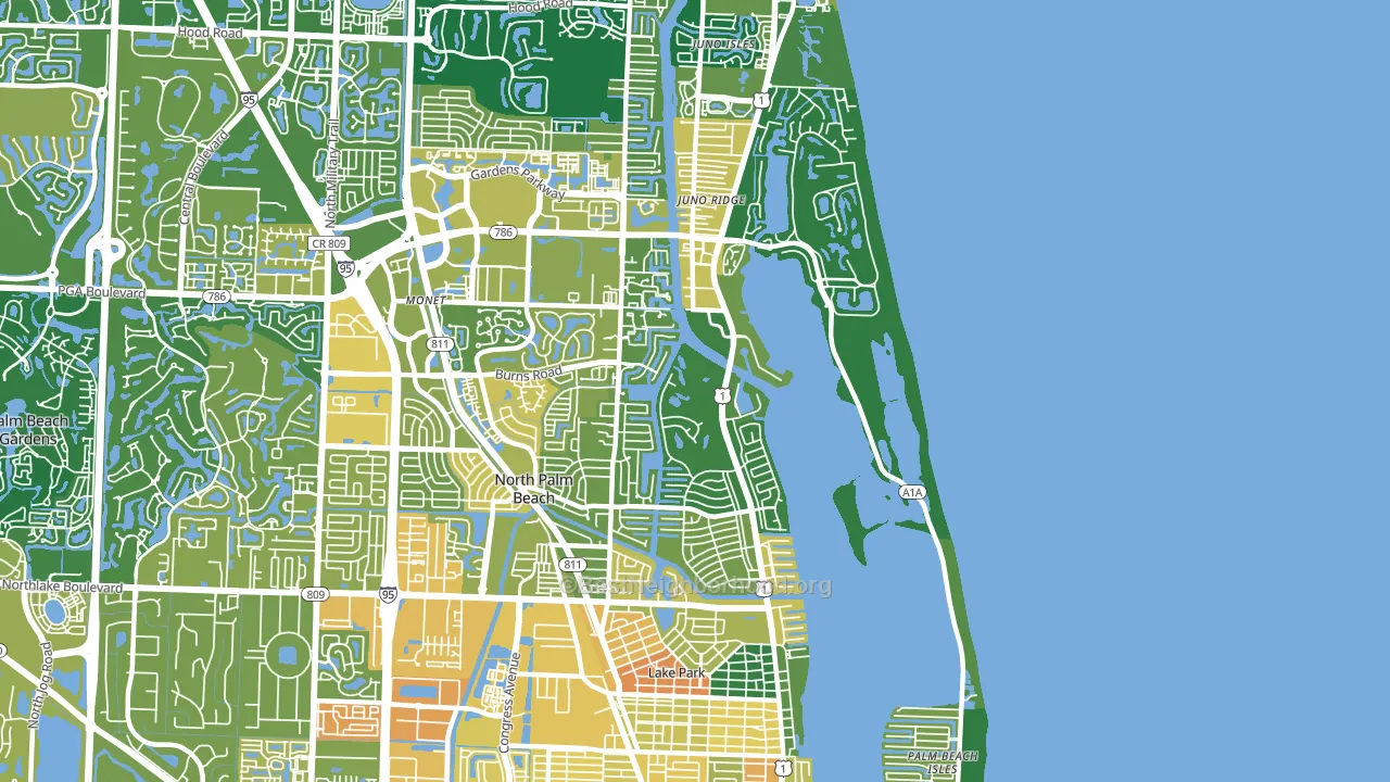 North Palm Beach, FL block-group voter-turnout map