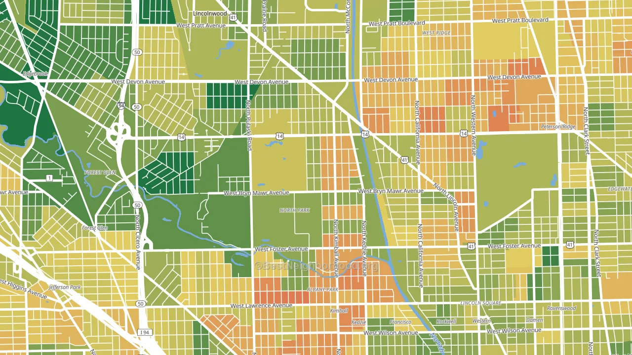 North Park, Chicago, IL block-group voter-turnout map