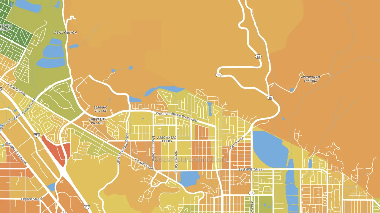 North Park Riverside, San Bernardino, CA block-group voter-turnout map