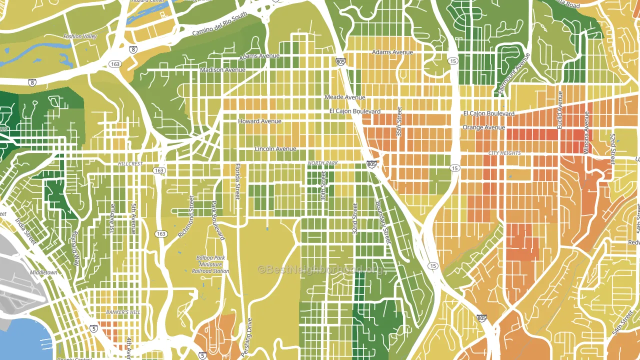 North Park San Diego, San Diego, CA block-group voter-turnout map