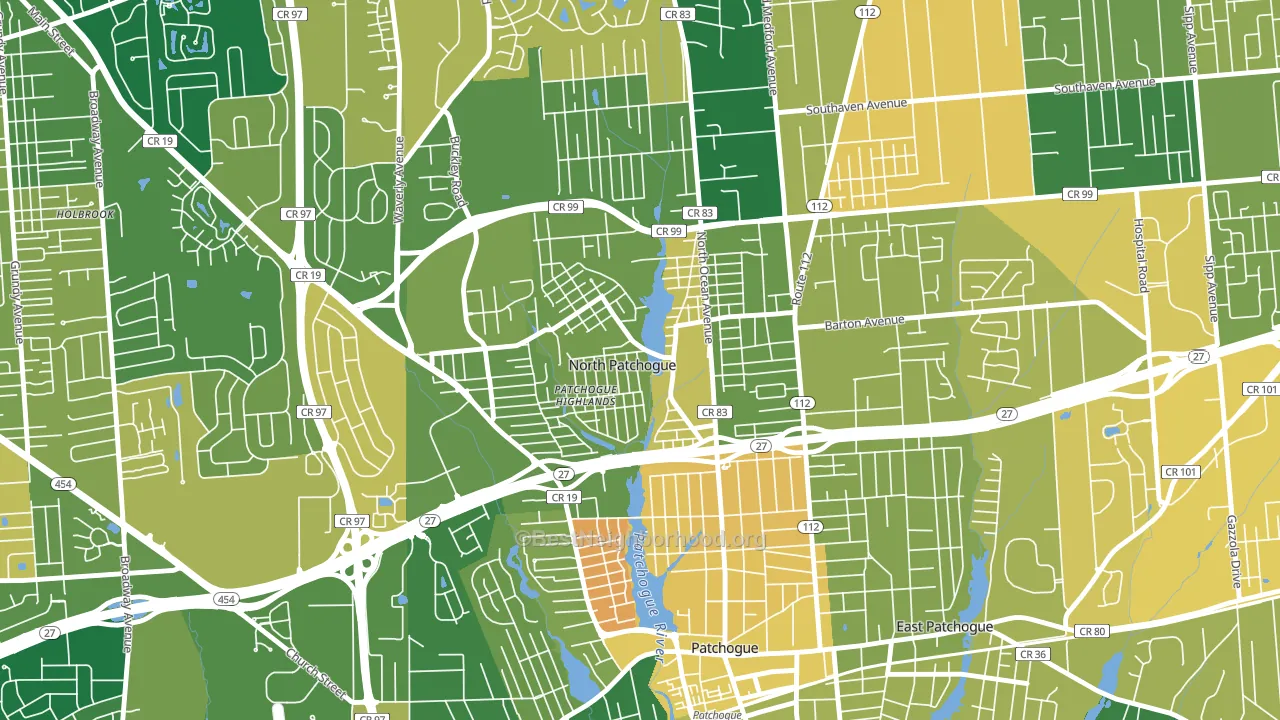 North Patchogue, NY block-group voter-turnout map