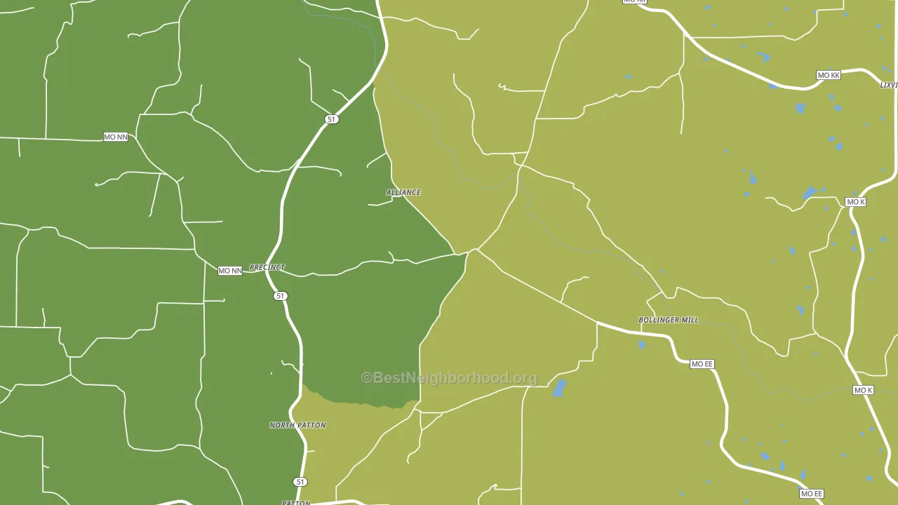 North Patton, MO block-group voter-turnout map