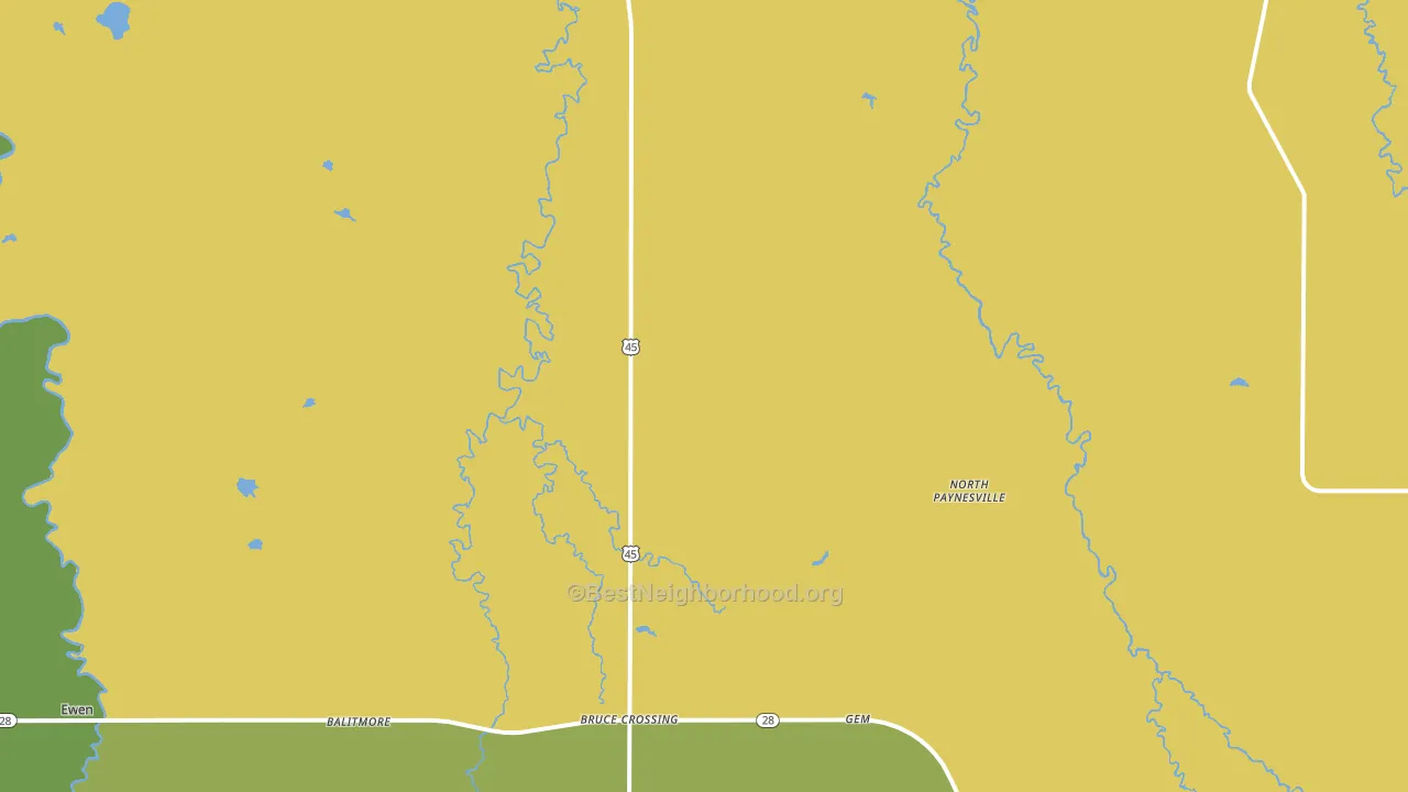 North Paynesville, MI block-group voter-turnout map