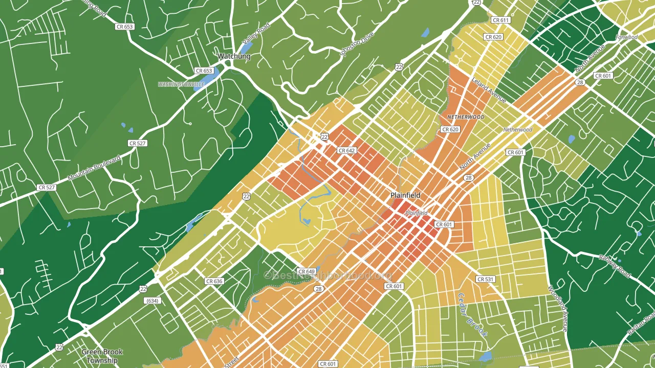 North Plainfield, NJ block-group voter-turnout map