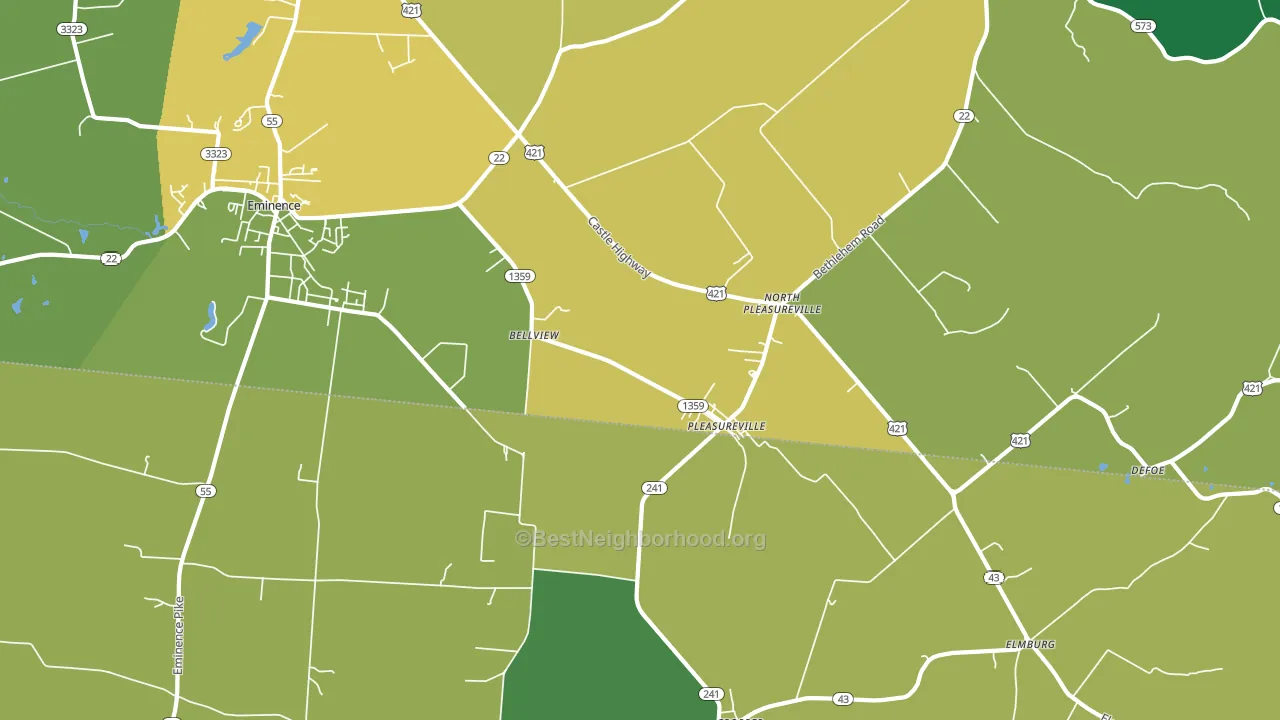 North Pleasureville, KY block-group voter-turnout map