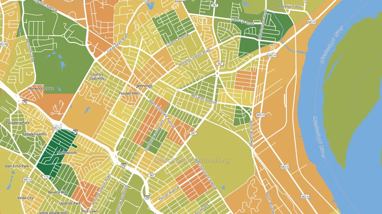 North Pointe, St. Louis, MO block-group voter-turnout map