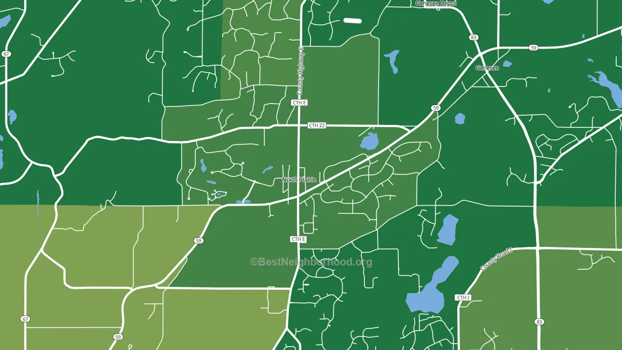 North Prairie, WI block-group voter-turnout map