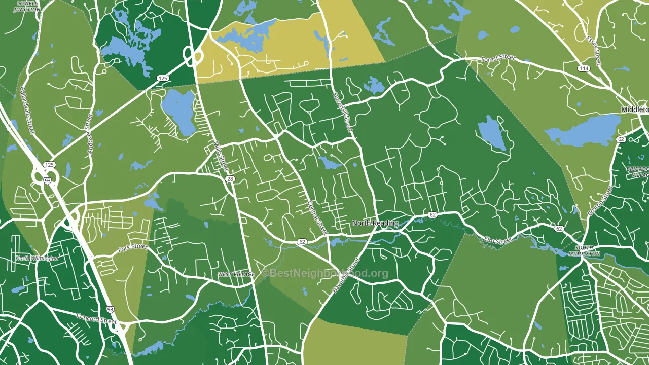 North Reading, MA block-group voter-turnout map
