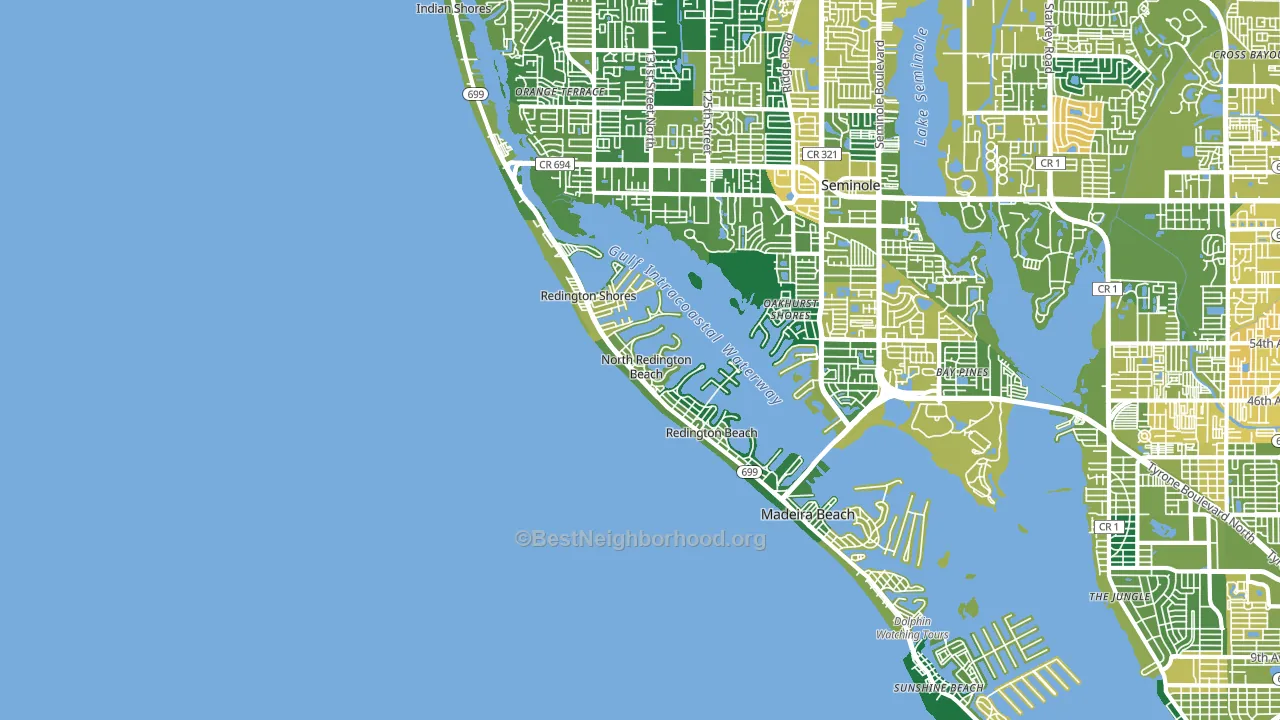 North Redington Beach, FL block-group voter-turnout map
