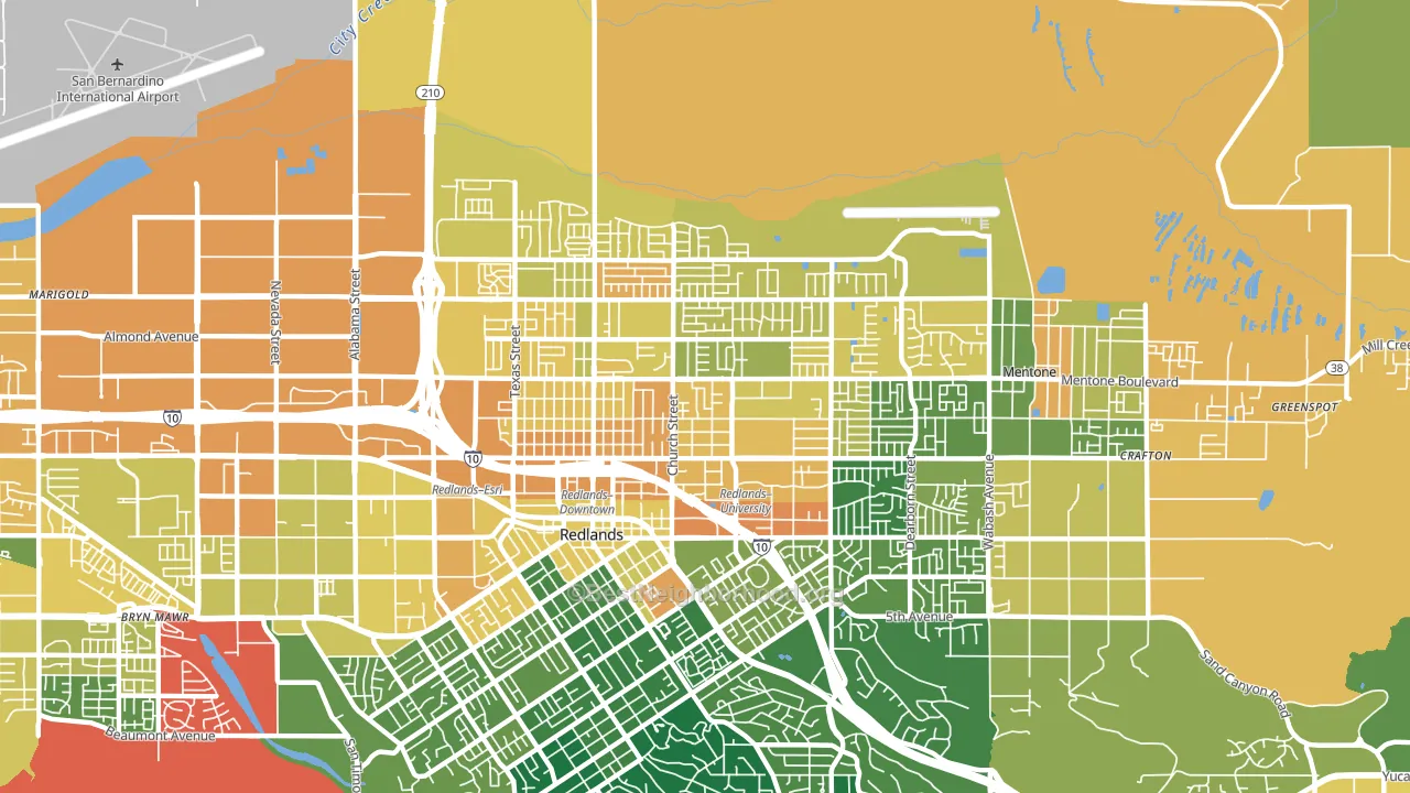 North Redlands, Redlands, CA block-group voter-turnout map