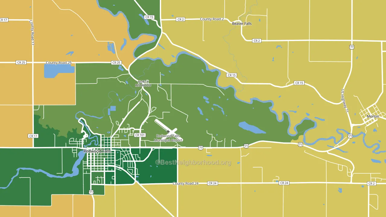 North Redwood, MN block-group voter-turnout map