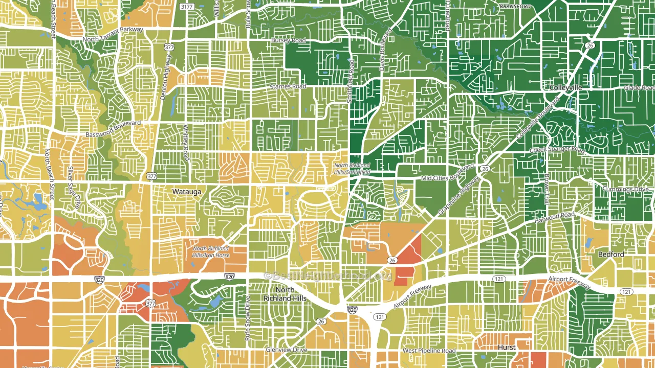 North Richland Hills, TX block-group voter-turnout map
