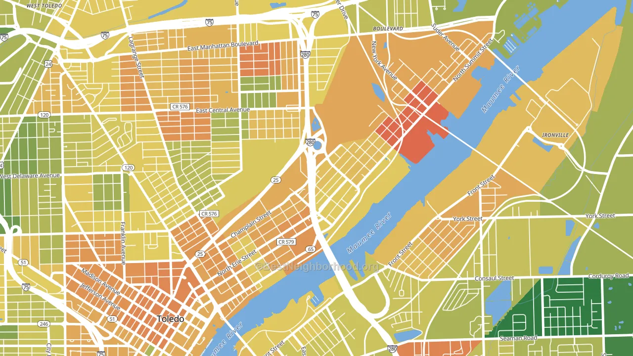 North River, Toledo, OH block-group voter-turnout map