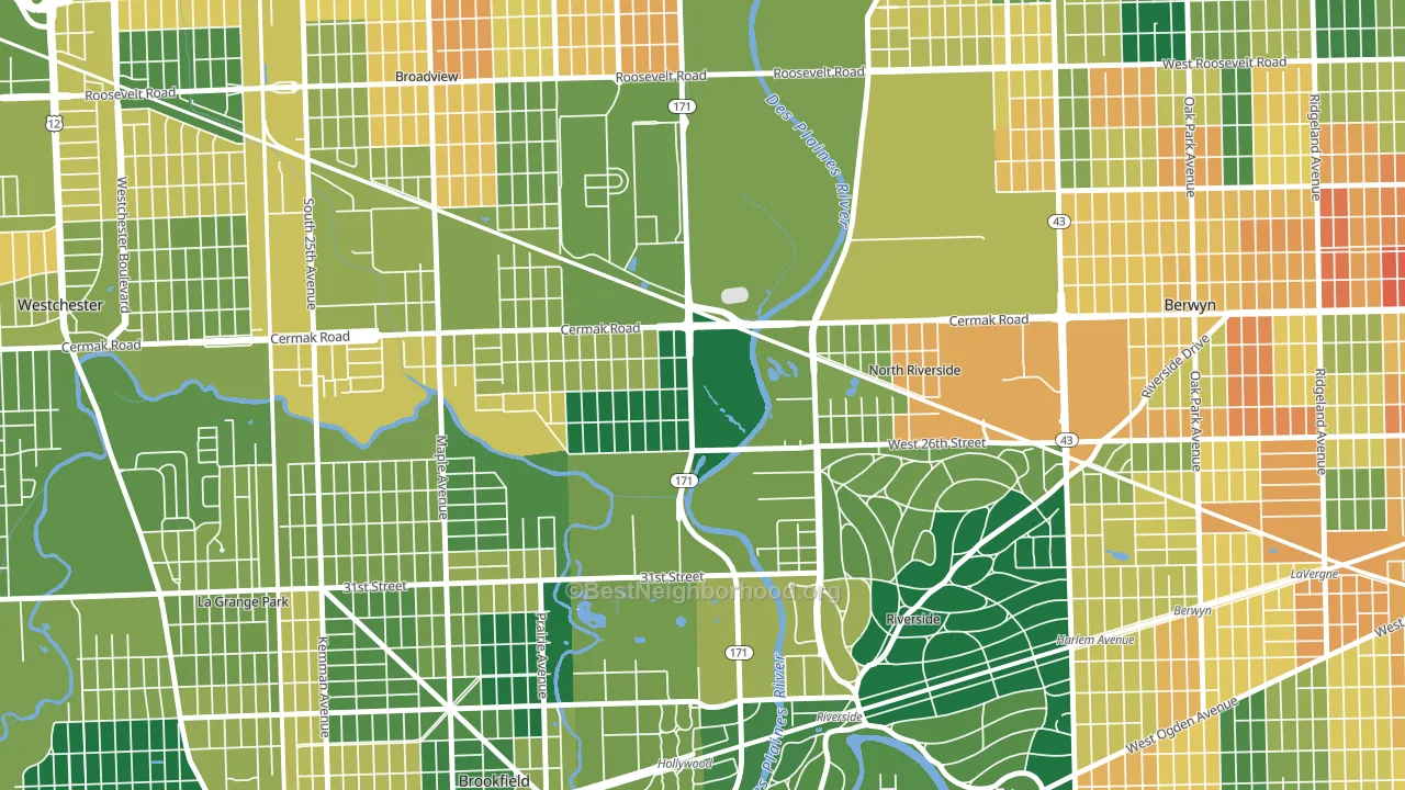 North Riverside, IL block-group voter-turnout map