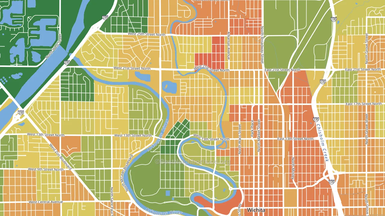 North Riverside, Wichita, KS block-group voter-turnout map