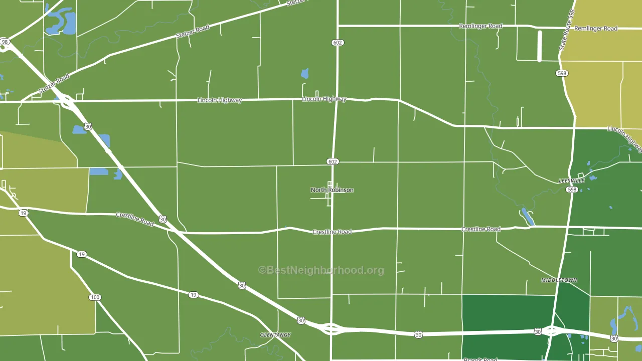 North Robinson, OH block-group voter-turnout map