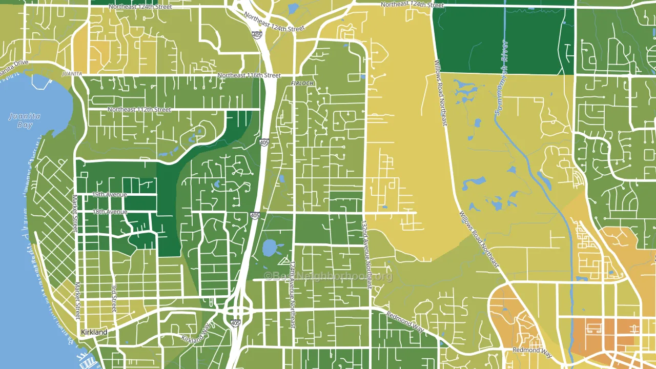 North Rose Hill, Kirkland, WA block-group voter-turnout map