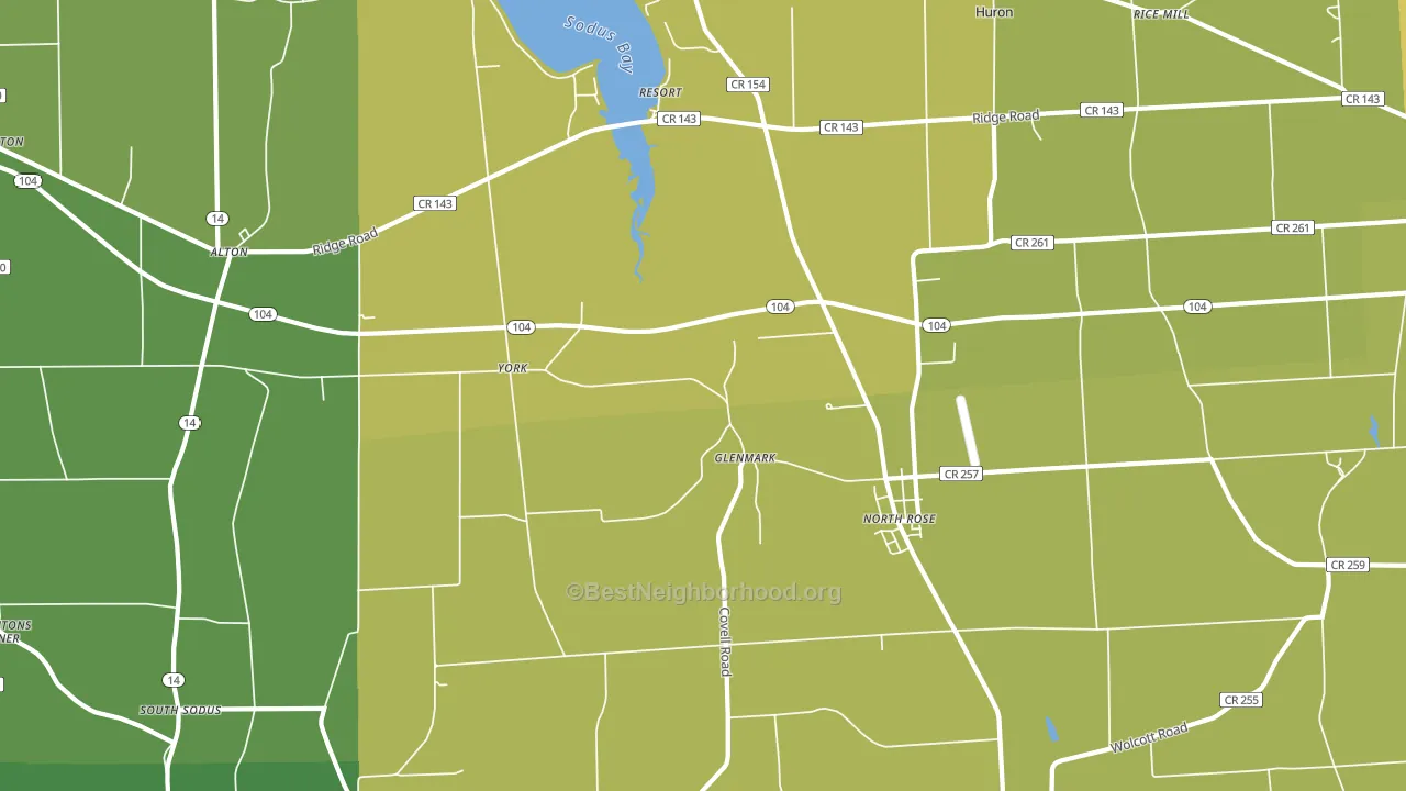 North Rose, NY block-group voter-turnout map