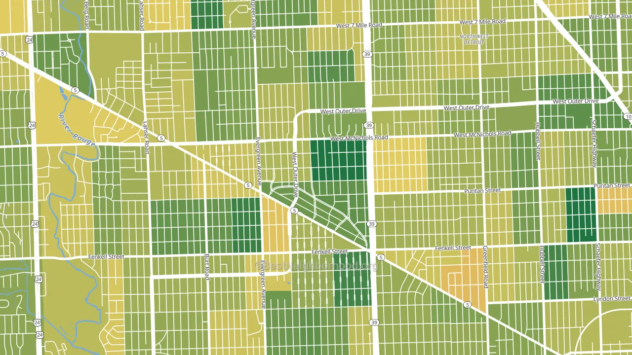 North Rosedale Park, Detroit, MI block-group voter-turnout map