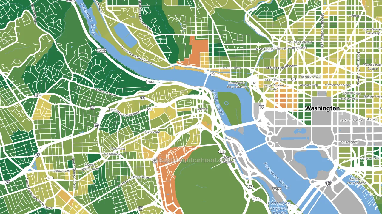 North Rosslyn, Arlington, VA block-group voter-turnout map
