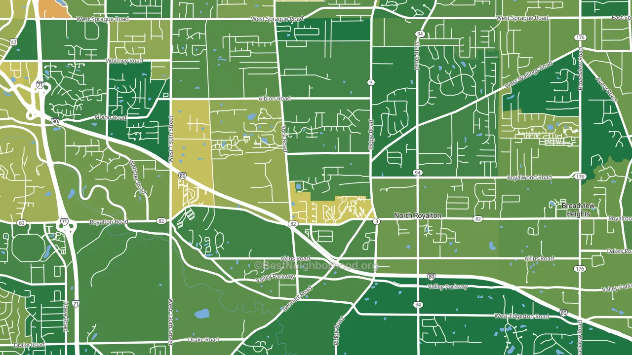 North Royalton, OH block-group voter-turnout map