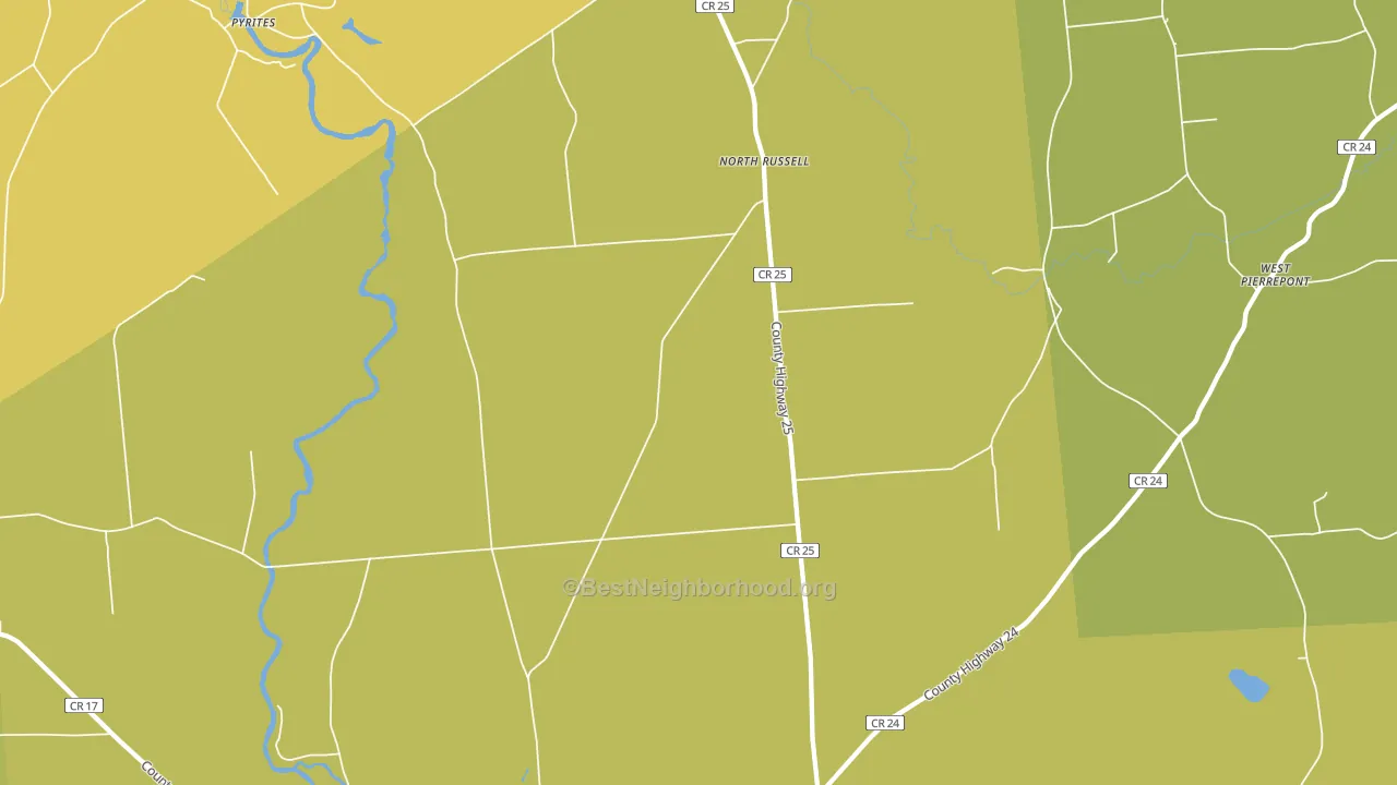 North Russell, NY block-group voter-turnout map